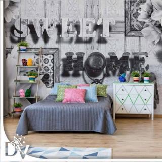 Fotótapéta - Sweet Home fekete-fehér design