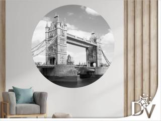 Matrica - Anglia - Londoni híd fekete fehérben - Öntapadós kör kép