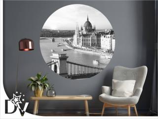 Matrica - Budapest - Parlament fekete fehérben - Öntapadós kör kép