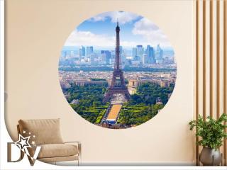 Matrica - Franciaország - Eiffel torony panoráma - Öntapadós kör kép