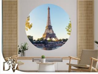 Matrica - Franciaország - Párizsi Eiffel torony tájkép - Öntapadós kör kép