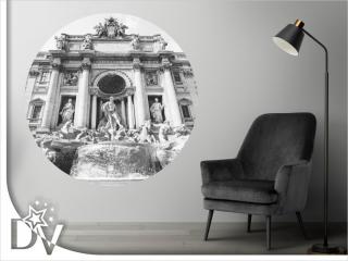 Matrica - Római Trevi-kút fekete fehérben - Öntapadós kör kép
