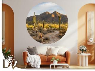 Matrica - Sivatagi kaktuszok tájkép - Öntapadós kör kép