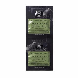 APIVITA Express mélytisztító arcmaszk Zöld agyaggal 2x8 ml