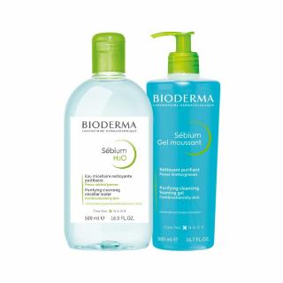 Bioderma Sébium Dupla Tisztítás csomag zsíros bőrre 500ml+500ml