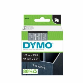 Dymo D1 kazetta, 12mmx7m, fehér/víztiszta (45020)