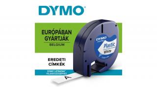 Dymo LetraTag szalag, 12mm x 4m, fehér-műanyag (59422)