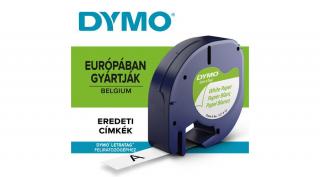 Dymo LetraTag szalag, 12mm x 4m, fehér-papír (59421)