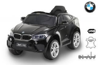 BMW X6 M Új  Black  elektromos kisautó 2 sebesség,  nyitható ajtókkal,  bőrülés, gumi kerékkel,