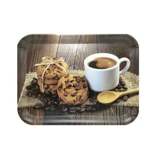 Ach Impex kávés-sütis mintájú tálca, 39,5 cm x 29 cm x 2,3 cm
