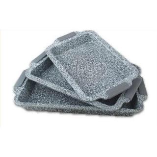 Berghome Line tepsi szett kerámia/gránit tapadásmentes  bevonattal 3 részes, szilikon fogantyúval, 35, 37, 49 cm, PIROS