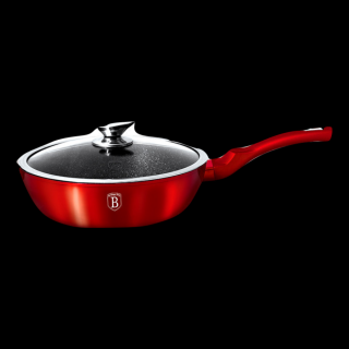 Berlinger Haus Burgundy Metallic Line mély serpenyő márvány bevonattal, metál külső bevonattal, fedővel,24 cm