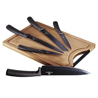 Berlinger Haus Carbon Pro Collection 6 részes késkészlet bambusz vágódeszkával