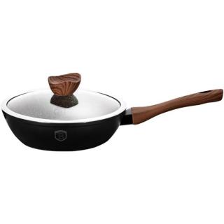 Berlinger Haus Ebony Rosewood Line mély serpenyő gránit-márvány bevonattal, fedővel, 24 cm, fekete/rózsafa