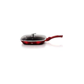 Berlinger Haus grill tapadásmentes serpenyő üvegfedővel 28 cm Black-Burgundy Metallic Line