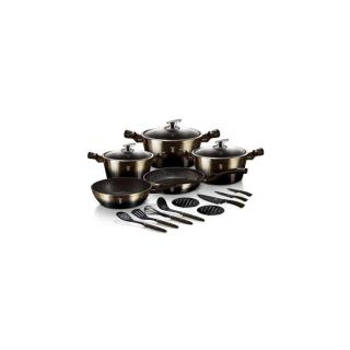 Berlinger Haus Metallic Line Shine Black Edition 17 részes edénykészlet márvány bevonattal