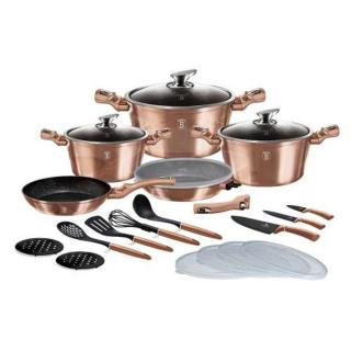 Berlinger Haus Metallic Rosegold Line 22 részes edénykészlet márvány bevonattal, metál külső bevonattal