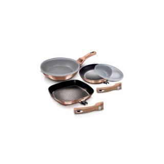 Berlinger Haus Metallic Rosegold Line 5 részes serpenyőkészlet márvány bevonattal, levehető nyéllel