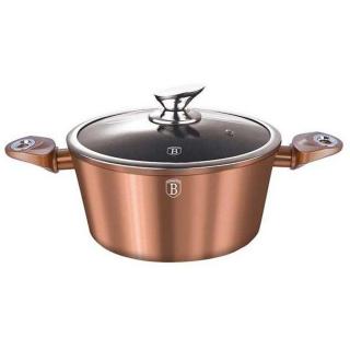 Berlinger Haus Rose Gold Metallic Line lábas üveg fedővel márvány bevonatos, 20 cm