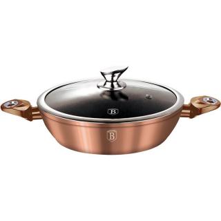 Berlinger Haus Rose Gold Metallic Line  szeletsütő üveg fedővel márvány bevonatos, 28 cm