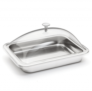 Inoxibar  rozsdamentes tálca elegáns ételzáró fedéllel 18/10 inox 21x15 cm