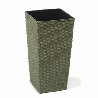 Lamela 822  ECO rattan virágcserép/kaspó FINEZJA 25X25x47 cm zöld/zielony leśny