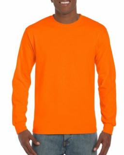 Gildan Ultra Cotton jól láthatósági hosszú újjú póló (2XL, fluo narancs)