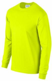 Gildan Ultra Cotton jól láthatósági hosszú újjú póló (2XL, fluo sárga)