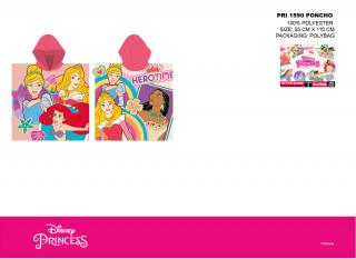 Disney Hercegnők gyerek poncsó - rózsaszín kapucnival - 55x110