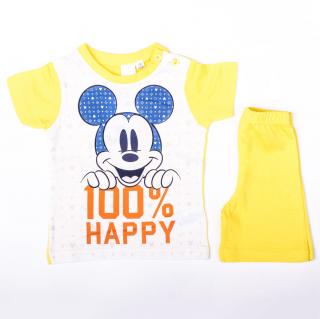 Mickey egér kisfiú pamut nyári együttes - póló-rövidnadrág szett - sárga - 86