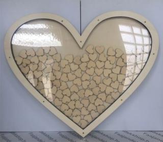 Esküvői szív alakú vendégkönyv fából 100 db-os
