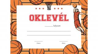 Kosárlabda oklevél 1