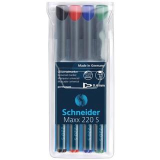 Alkoholos marker készlet, OHP, 0,4 mm, SCHNEIDER "Maxx 220 S", 4 különböző szín