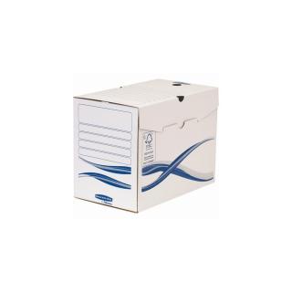 Archiválódoboz, A4, 200 mm, FELLOWES "Bankers Box Basic", kék-fehér - 10db