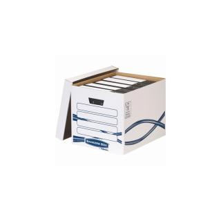 Archiválókonténer, karton, FELLOWES, "Bankers Box Basic Tall", kék-fehér - 10db