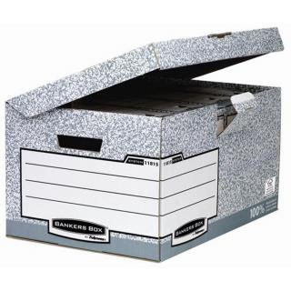 Csapófedeles archiválókonténer, "BANKERS BOX® SYSTEM by FELLOWES®", szürke - 10db