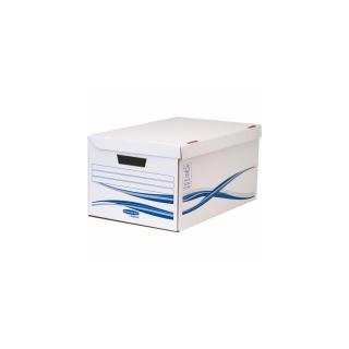 Csapófedeles archiválókonténer, karton, nagy, 6 db Archiválódobozzal, FELLOWES "Bankers Box Basic", kék-fehér