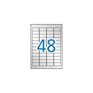 Etikett, 45,7x21,2 mm, poliészter, időjárásálló, kerekített sarkú, APLI, ezüst, 960 etikett/csomag