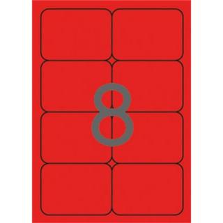Etikett, 99,1x67,7 mm, színes, kerekített sarkú, APLI, neon piros, 160 etikett/csomag