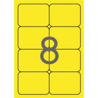 Etikett, 99,1x67,7 mm, színes, kerekített sarkú, APLI, neon sárga, 160 etikett/csomag