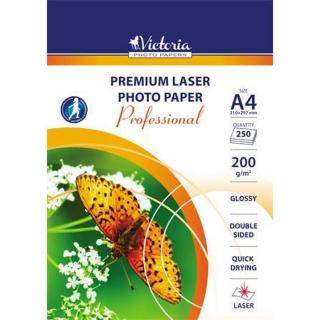 Fotópapír, lézer, A4, 200 g, fényes, kétoldalas, VICTORIA PAPER "Professional" - 250 lap