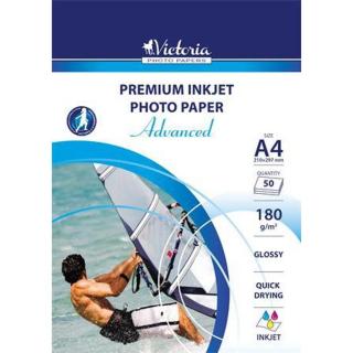 Fotópapír, tintasugaras, A4, 180 g, fényes, VICTORIA PAPER "Advanced" - 50 lap
