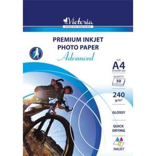 Fotópapír, tintasugaras, A4, 240 g, fényes, VICTORIA PAPER "Advanced" - 50 lap