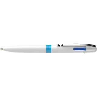Golyóstoll, 0,5 mm, nyomógombos, négyszínű, SCHNEIDER "Take 4", fehér