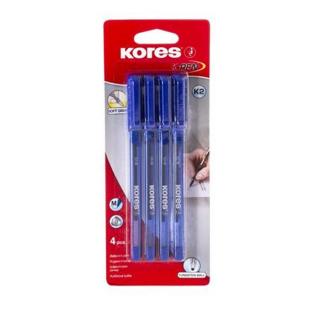 Golyóstoll, 1,0 mm, kupakos, háromszögletű, KORES "K2-M", kék - 4db