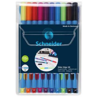 Golyóstoll készlet, 0,7 mm, kupakos, SCHNEIDER "Slider Edge XB", vegyes színek - 10db