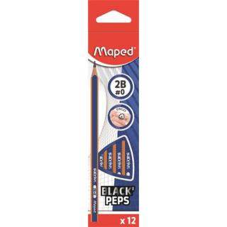 Grafitceruza, 2B, háromszögletű, MAPED "Black` Peps Navy" - 12db