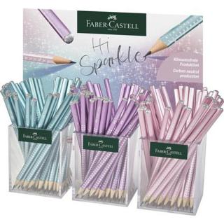 Grafitceruza display, B, háromszögletű, FABER-CASTELL "Sparkle", metál színek - 144db