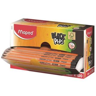 Grafitceruza display, HB, háromszögletű, MAPED "Black Peps" - 100db
