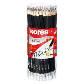 Grafitceruza radírral, HB, háromszögletű, KORES - 72db
